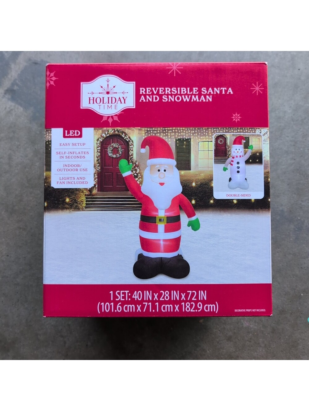 Holiday Time 6 ft Reversible Santa & Snowman Christmas Airblown Yard Inflatable